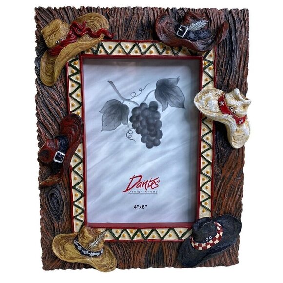Dantes Design Group Photo Frame Cowboy Hats Western Displays 4" x 6" Photo - Picture 1 of 2
